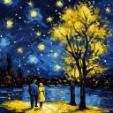 Gallery value USD16400 STARRY NIGHT SKY ILLUMINATION - PALETTE KNIFE Oil Painting On Canvas By Leonid Afremov