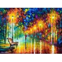 STROLL IN THE FOG PARK - PALETTE KNIFE Oil Painting On Canvas By Leonid Afremov