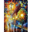 STROLL UNDER THE MOON - PALETTE KNIFE Oil Painting On Canvas By Leonid Afremov