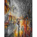 Gallery value USD16100 STROLL WITH A FRIEND B&W - PALETTE KNIFE Oil Painting On Canvas By Leonid Afremov