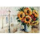 Gallery value USD11700 SUNFLOWERS IN THE CITY - PALETTE KNIFE Oil Painting On Canvas By Leonid Afremov