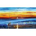 Gallery value USD8000 SUNRISE OVER THE SEA - PALETTE KNIFE Oil Painting On Canvas By Leonid Afremov