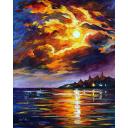 Gallery value USD17400 SUNSET FLAMES - PALETTE KNIFE Oil Painting On Canvas By Leonid Afremov