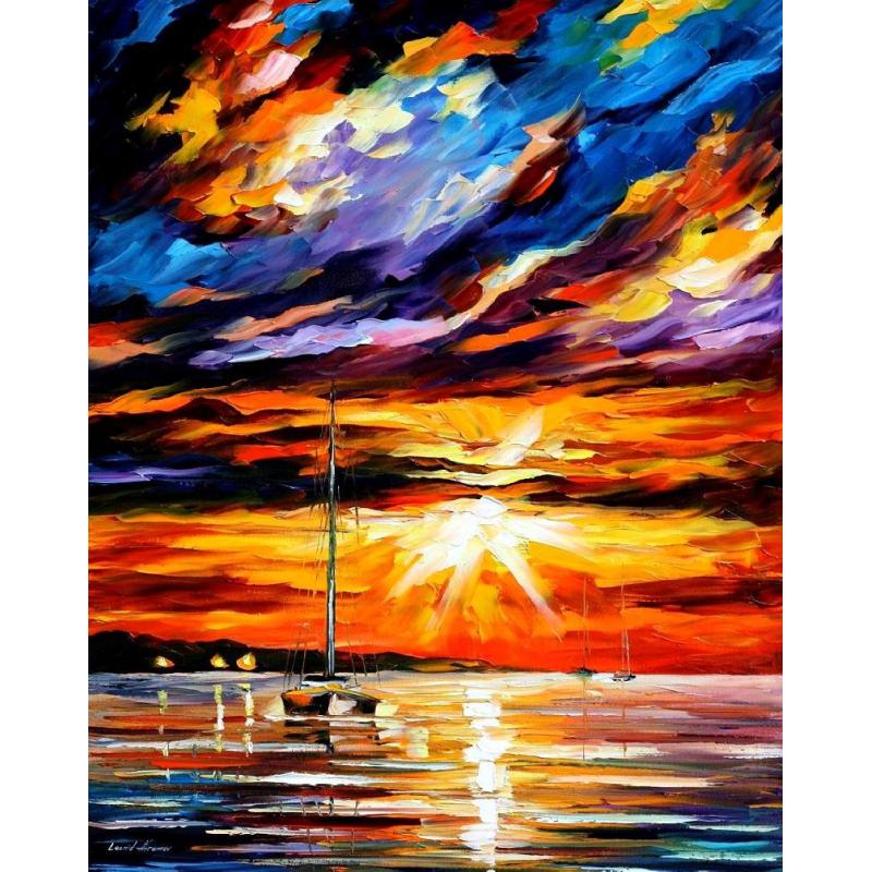 Gallery value USD7900 SUNSET MELODY - PALETTE KNIFE Oil Painting On Canvas By Leonid Afremov