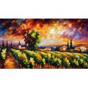 Gallery value USD15200 SUNSET OVER THE GRAPEVINES - PALETTE KNIFE Oil Painting On Canvas By Leonid Afremov