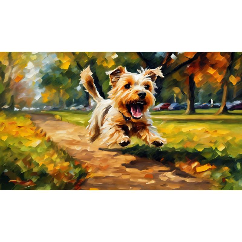 TERRIER TROUBLE - PALETTE KNIFE Oil Painting On Canvas By Leonid Afremov