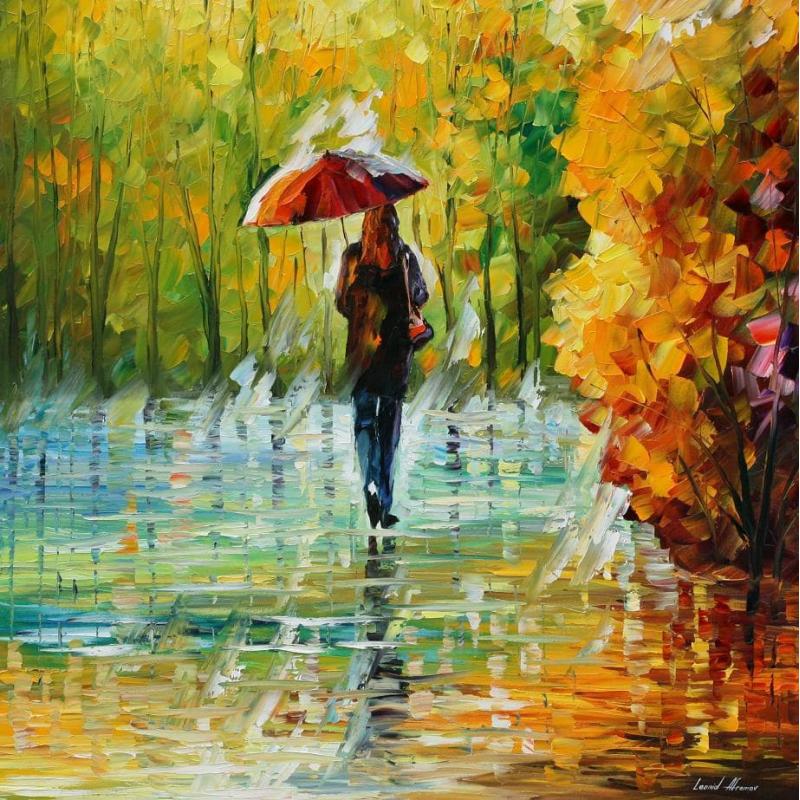 Gallery value USD7600 THE BEAUTY OF THE RAIN - PALETTE KNIFE Oil Painting On Canvas By Leonid Afremov