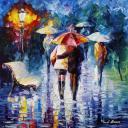 Gallery value USD13400 THE BLUE RAIN - PALETTE KNIFE Oil Painting On Canvas By Leonid Afremov