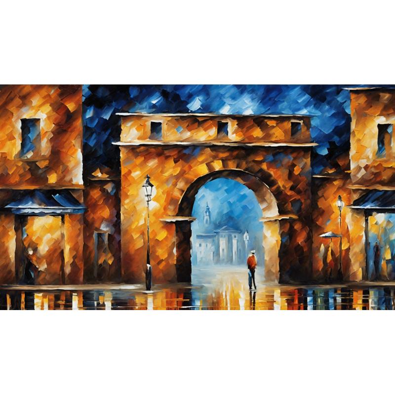 Gallery value USD7400 TIMES EMBRACE - PALETTE KNIFE Oil Painting On Canvas By Leonid Afremov