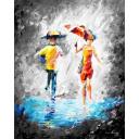 Gallery value USD19600 TORRENTIAL DOWNPOUR B&W - PALETTE KNIFE Oil Painting On Canvas By Leonid Afremov