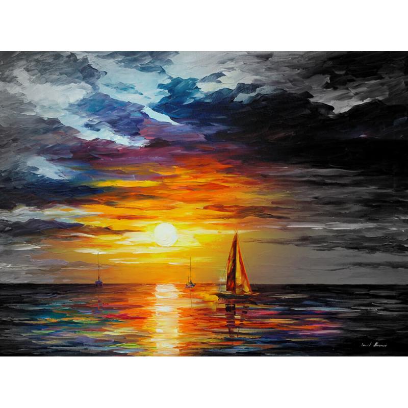 Gallery value USD18600 TOUCH OF HORIZON B&W - PALETTE KNIFE Oil Painting On Canvas By Leonid Afremov