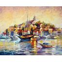 Gallery value USD19400 TOWN ON THE HILL - PALETTE KNIFE Oil Painting On Canvas By Leonid Afremov