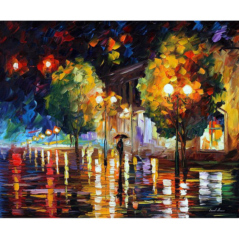 Gallery value USD10100 TRAFFIC LIGHT - PALETTE KNIFE Oil Painting On Canvas By Leonid Afremov