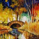 Gallery value USD6900 TREASURE BRIDGE - PALETTE KNIFE Oil Painting On Canvas By Leonid Afremov