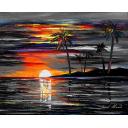 Gallery value USD17000 TROPICAL SUNSET B&W - PALETTE KNIFE Oil Painting On Canvas By Leonid Afremov