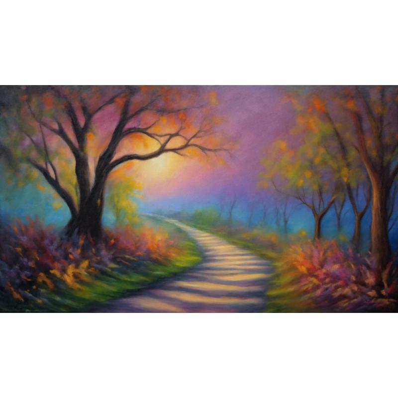 Gallery value USD14400 TWILIGHT PATHWAY - PALETTE KNIFE Oil Painting On Canvas By Leonid Afremov