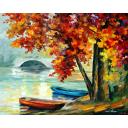 TWO BOATS - PALETTE KNIFE Oil Painting On Canvas By Leonid Afremov