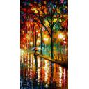 Gallery value USD9600 UNDER AN UMBRELLA - PALETTE KNIFE Oil Painting On Canvas By Leonid Afremov