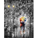 UNDER ONE UMBRELLA B&W - PALETTE KNIFE Oil Painting On Canvas By Leonid Afremov