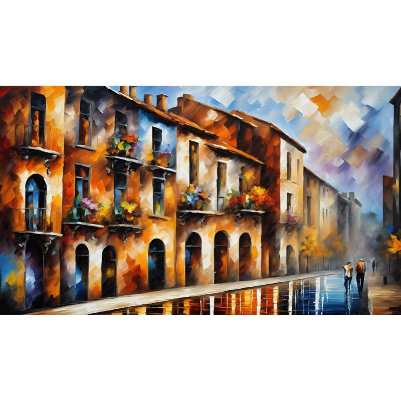 URBAN HERITAGE - PALETTE KNIFE Oil Painting On Canvas By Leonid Afremov