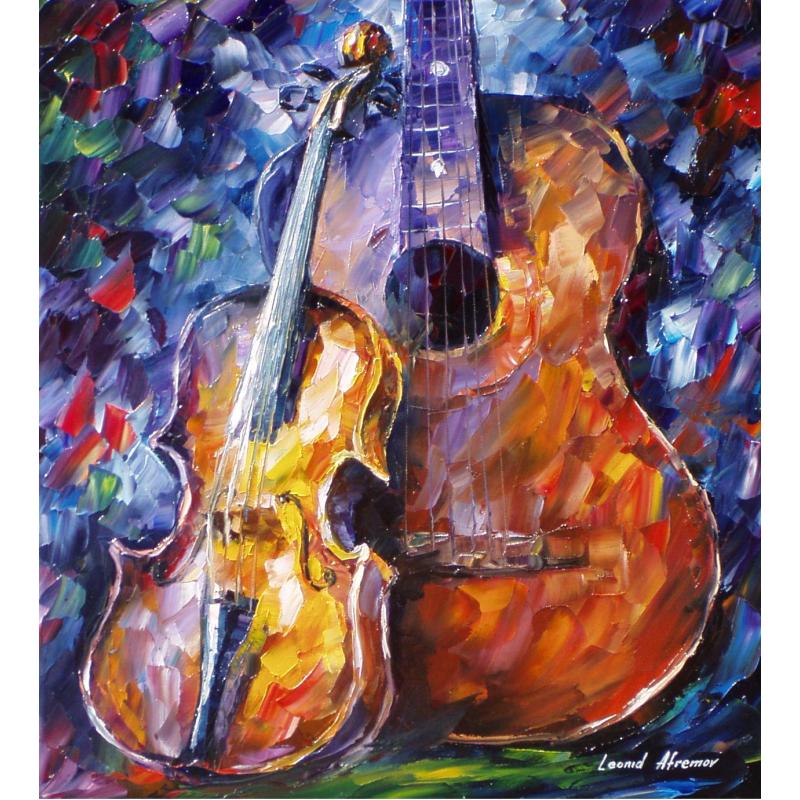 VIOLIN - PALETTE KNIFE Oil Painting On Canvas By Leonid Afremov