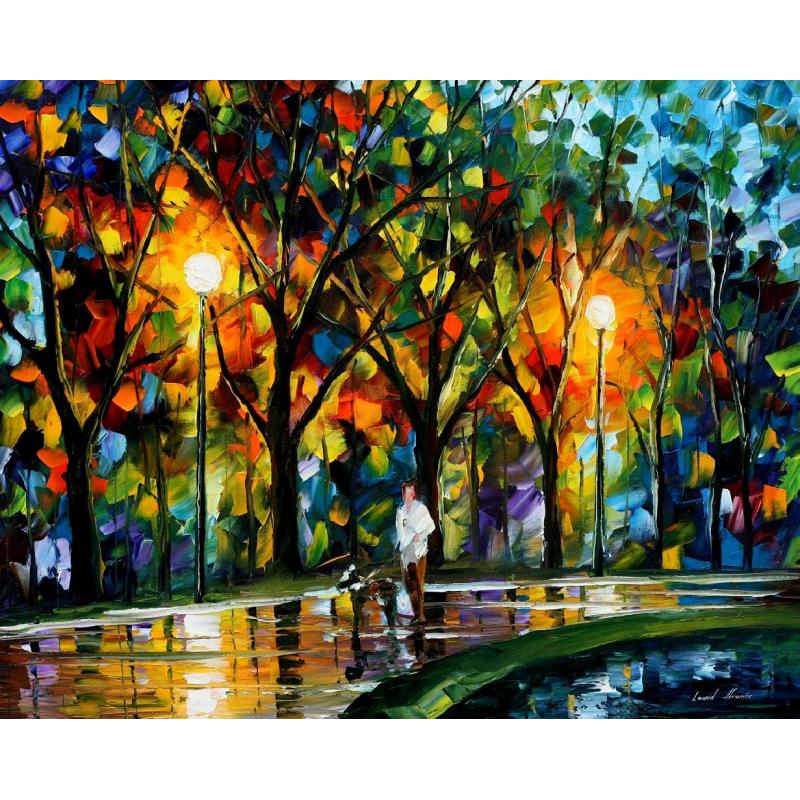 Gallery value USD17200 WALK WITH A FRIEND - PALETTE KNIFE Oil Painting On Canvas By Leonid Afremov