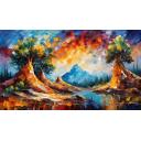 Gallery value USD10600 WHIMSICAL WILDERNESS - PALETTE KNIFE Oil Painting On Canvas By Leonid Afremov