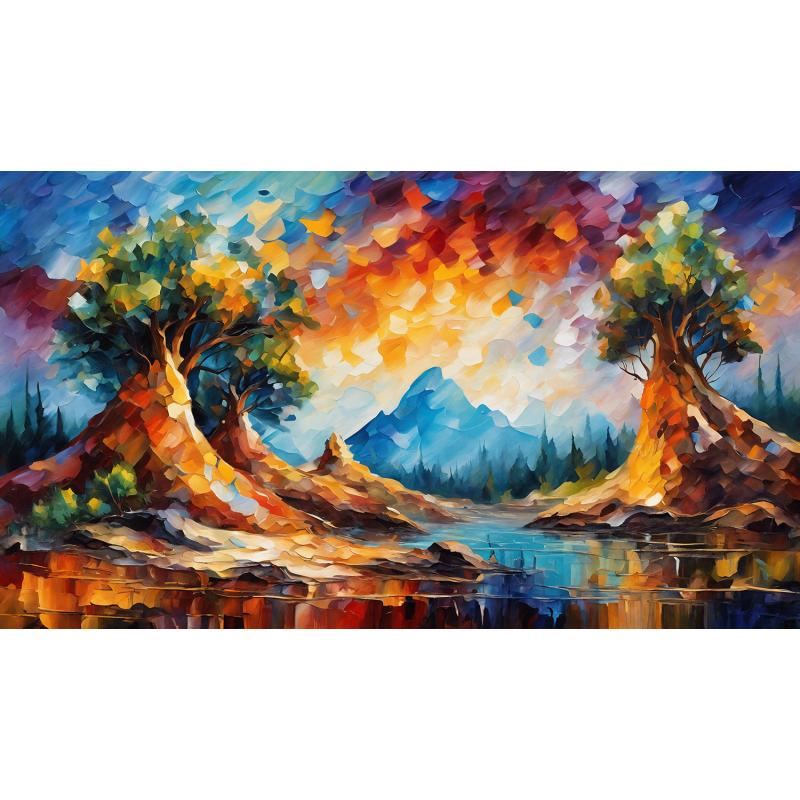 Gallery value USD10600 WHIMSICAL WILDERNESS - PALETTE KNIFE Oil Painting On Canvas By Leonid Afremov