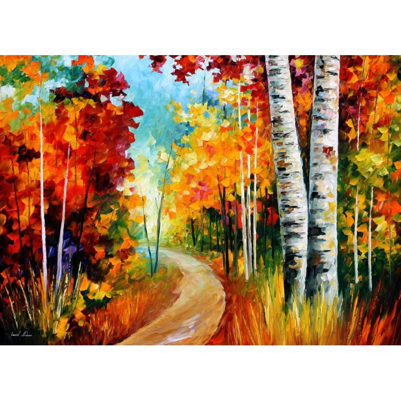 Gallery value USD15100 WHITE BIRCHES IN THE FOREST - PALETTE KNIFE Oil Painting On Canvas By Leonid Afremov