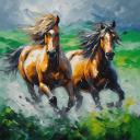 Gallery value USD16400 WILD HORSES - PALETTE KNIFE Oil Painting On Canvas By Leonid Afremov