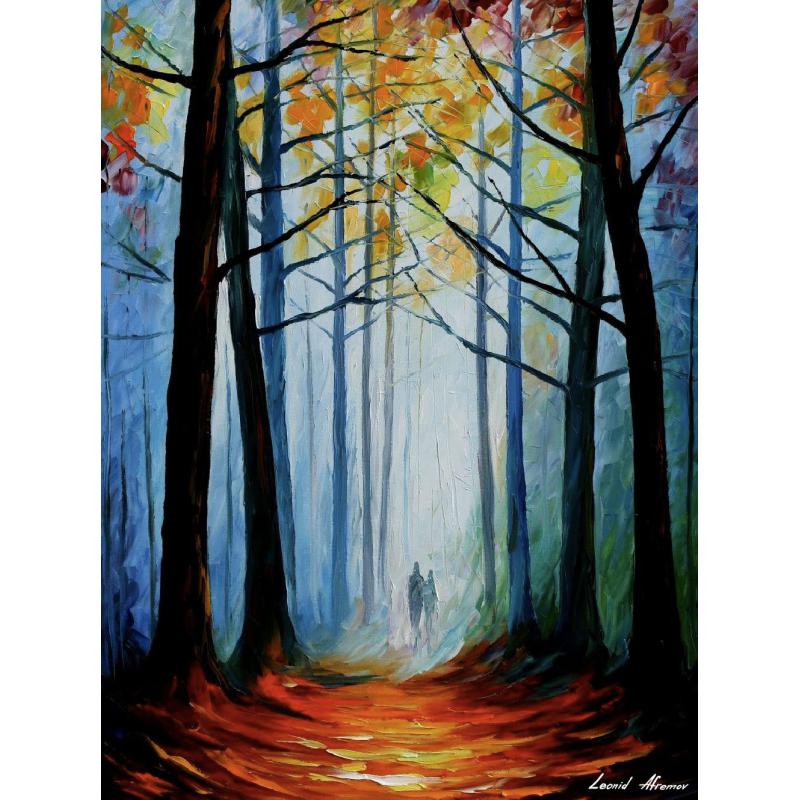 WISE AUTUMN FOREST - PALETTE KNIFE Oil Painting On Canvas By Leonid Afremov