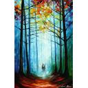 Gallery value USD8300 WISE FOGGY FOREST - PALETTE KNIFE Oil Painting On Canvas By Leonid Afremov