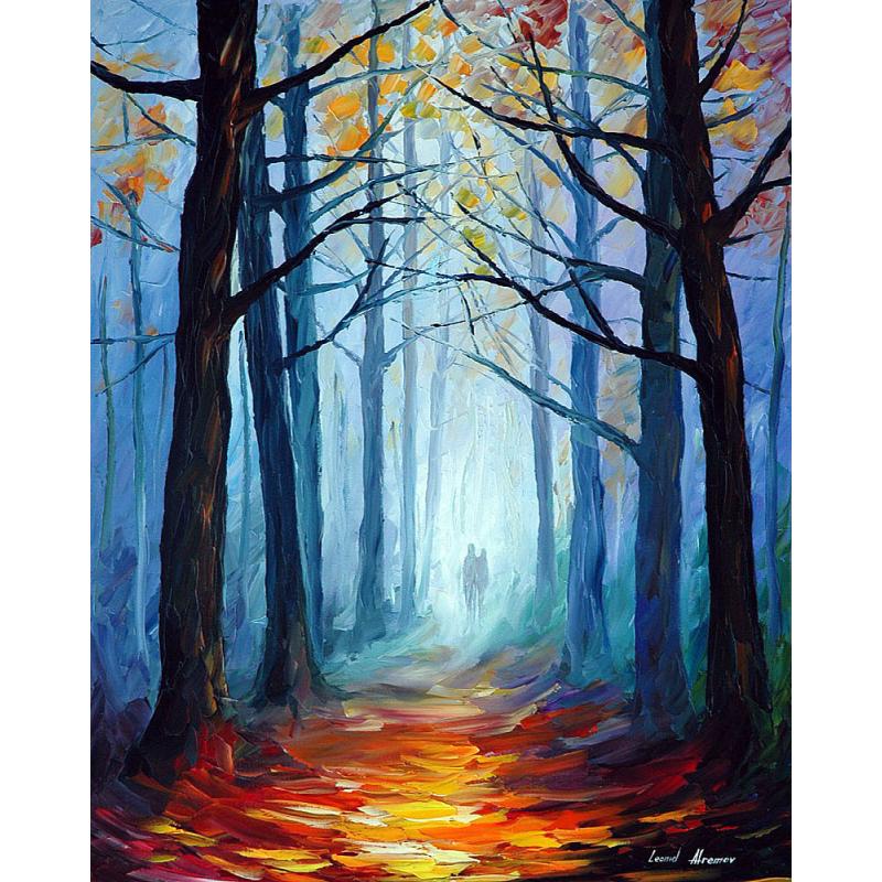 WISE FOREST - PALETTE KNIFE Oil Painting On Canvas By Leonid Afremov