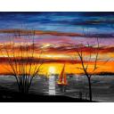 WITH THE SUNSET B&W - PALETTE KNIFE Oil Painting On Canvas By Leonid Afremov