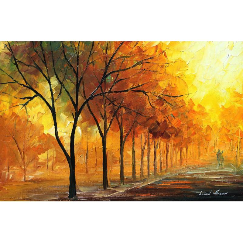 Gallery value USD19900 YELLOW FOG LIGHTS - PALETTE KNIFE Oil Painting On Canvas By Leonid Afremov