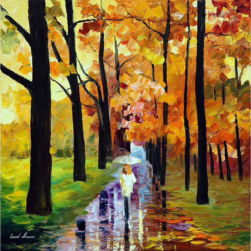 Gallery value USD14700 YELLOW RAIN - PALETTE KNIFE Oil Painting On Canvas By Leonid Afremov